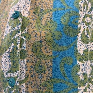 Vintage 60s material Green and Blue housecoat